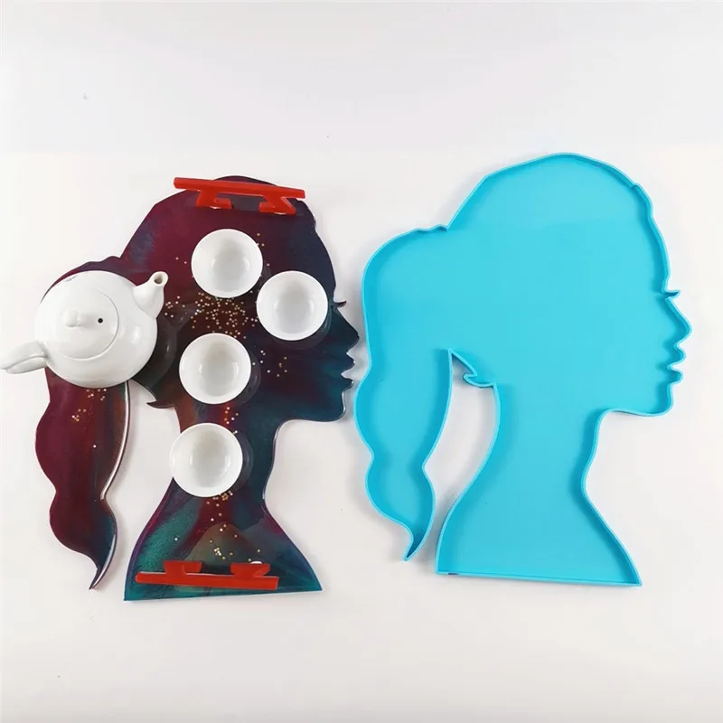 

5155 The Women's Head 35CM Big Size Tray Mold Silicone Resin Tray Molds