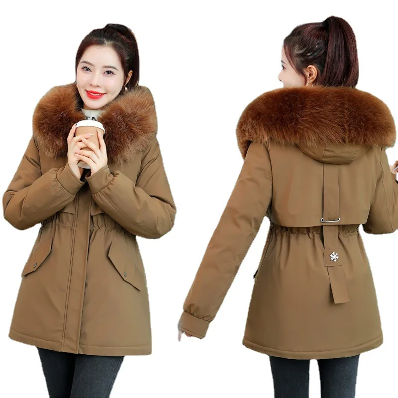 

Ready To Ship women's 2021 Winter New Mid-length Coat Korean Parkas Female Thick Warm Outerwear Cotton Jackets