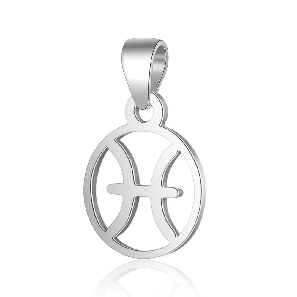 

Best Selling Silver Plated Stainless Steel 12 Zodiac Symbol Charms Pendant High Polished Zodiac Pendant For Necklace