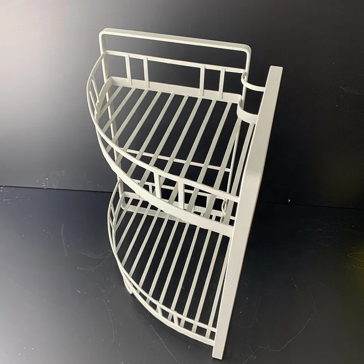 

Bathroom two-tier metal wire basket standing shampoo soap metal wire storage corner rack shampoo storage corner rack