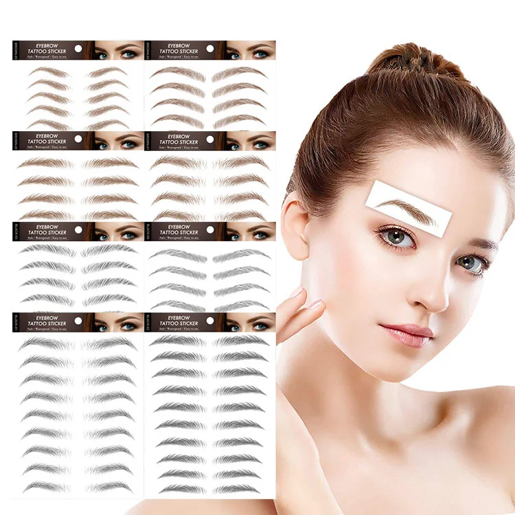 

Best Quality Tattoo Eyebrow Lasting Stickers stamp eyebrow tatoo sticker Makeup Transfers 4D Hair-like Temporary Eyebrow Tattoo, Brown