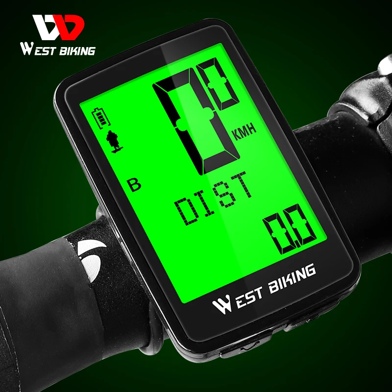 

WESTBIKING New USB Recharge Bike Computer Digital Odometer Cycling Computer Wireless Exercise Five Languages Bicycle Computer, Black