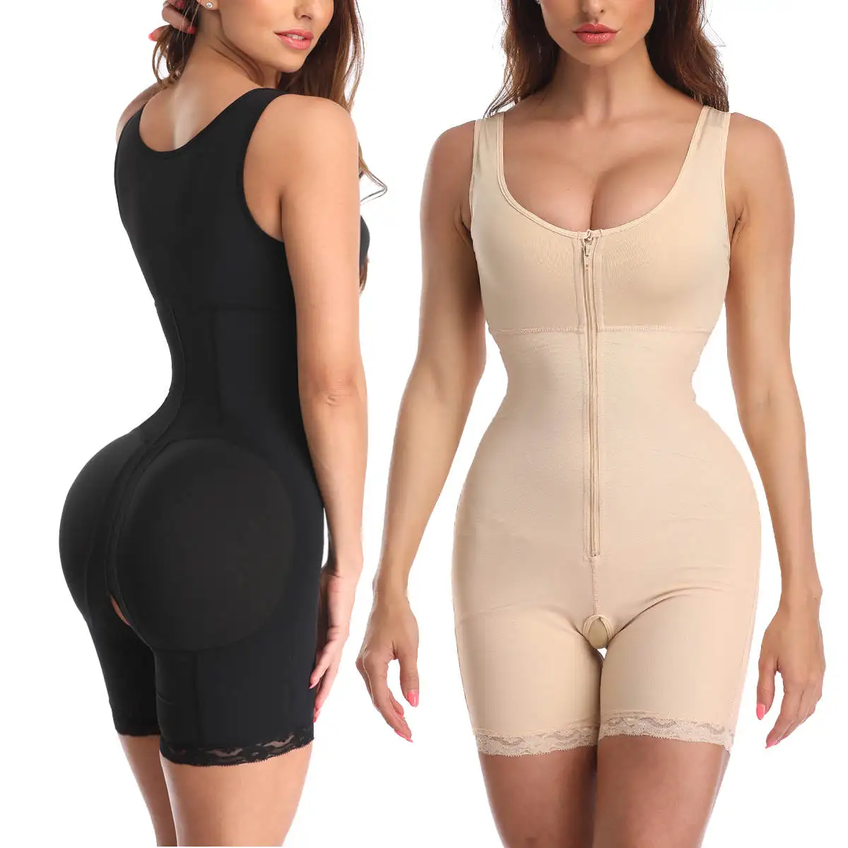 

Wholesale New Breathable Sliming Shapewear For Women Tummy Control Bodyshaper With Zipper, Black,nude