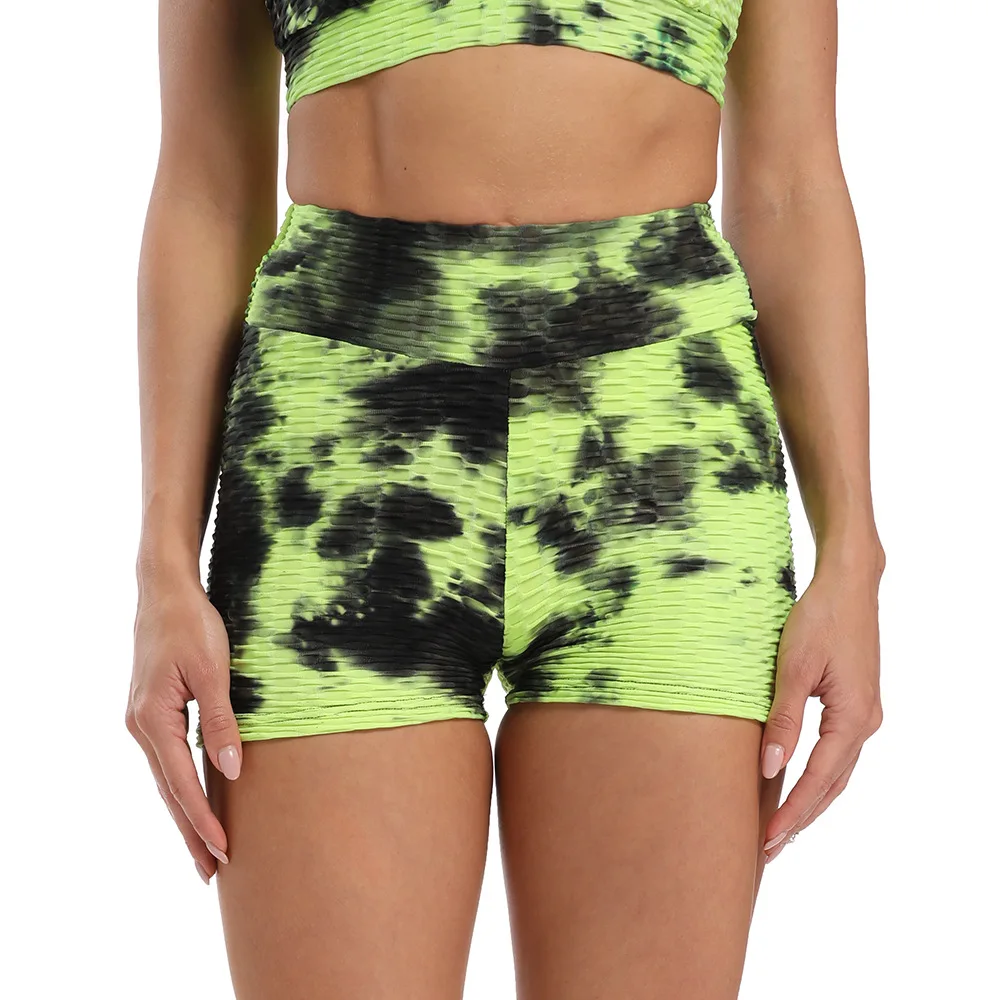 

Fashion bubble running fitness sports shorts high waist tie dye womens yoga shorts, As picture or customized