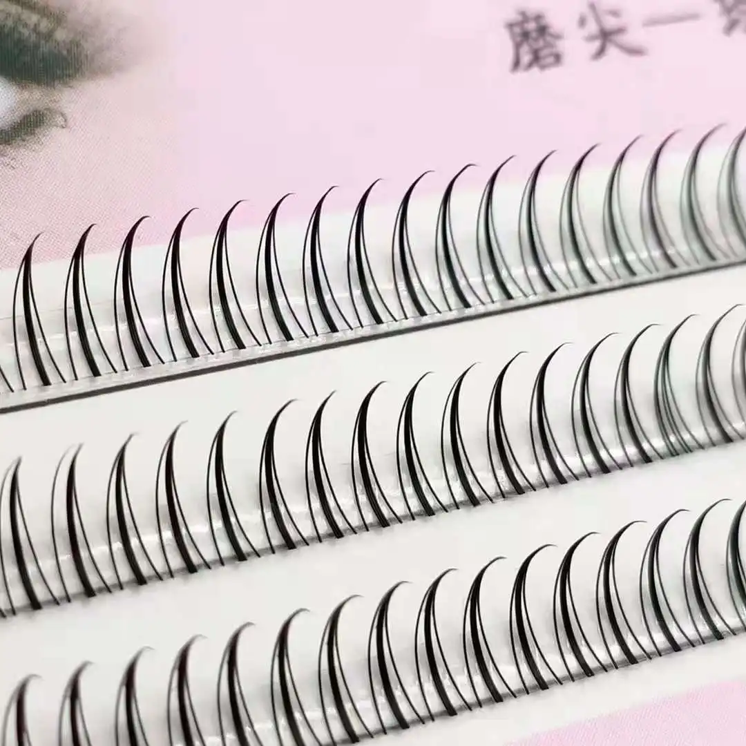 

loose 8d pre made volume mini auto easy fans eyelash extension top grade pointy base with big premade tray fancy box, Natural black