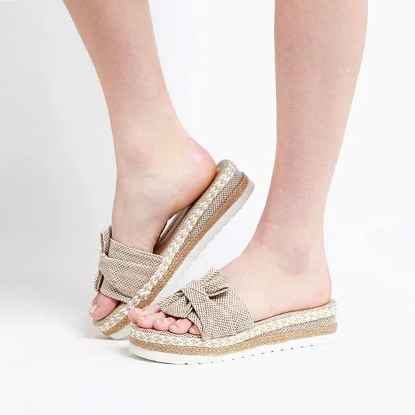 

summer new female unique open toe light breathable slipper sandal fashionable charming bow walking sandal