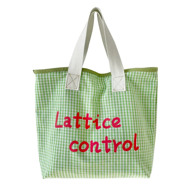 

Spring small fresh candy department leisure lattice control simple fashion large capacity canvas Bento bag cheap woman handbag, Customizable