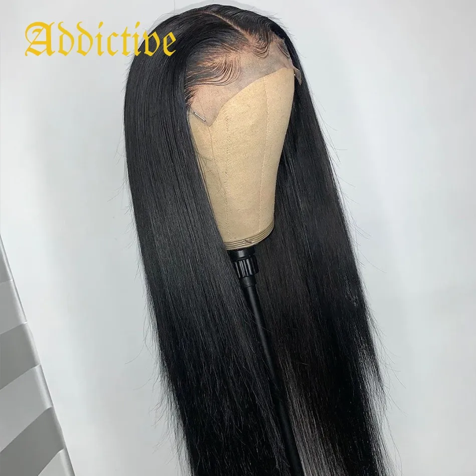 

Addictive Fast Shipping 100% Human Virgin Hair Good Quality Preplucked Peruvian Hair 4*4 Closure Wig Silky Straight