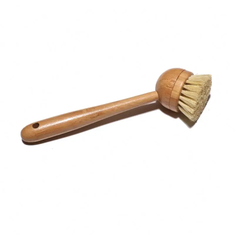 

Bottle Brush with Long Handle Bamboo Wood Coconut Bristles Eco Friendly Scrubbers Dish Cleaning Brushes for Pan Pot Fruit, Bamboo color