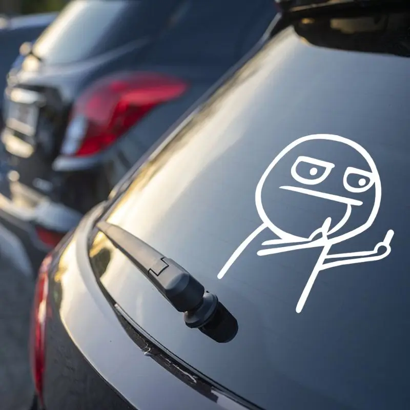 

1PC Funny Cartoon Middle Finger Car Auto Sticker Laptop Motorcycle Decal Decoration