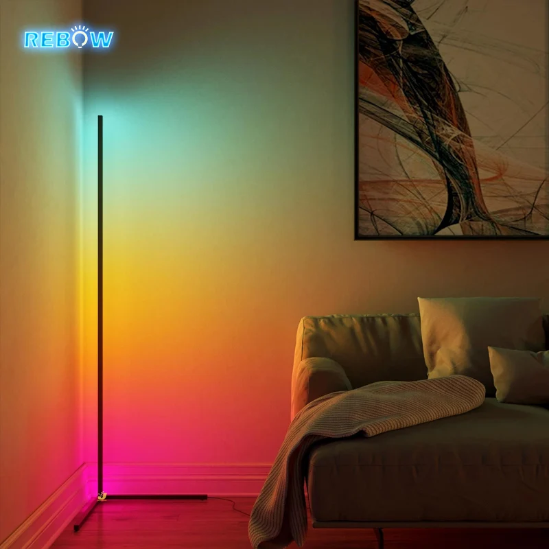

Rebow free worldwide shipping dropshipping corner tripod modern luxury rgb floor lamp for living room