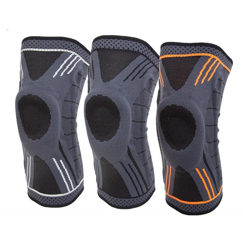 

2021 Elastic Football Basketball Knee Pad Support Leg Compression Nylon Silicone Knee Brace Sleeve For Running, 9 colors