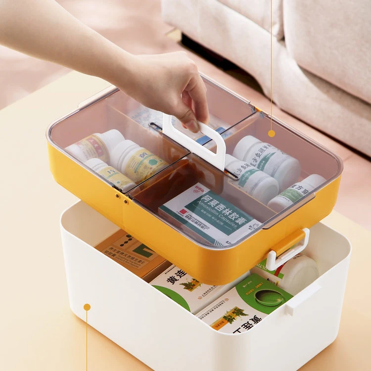 

Multipurpose plastic desktop suitcase organizer medicine first aid kit with pill box medicine box