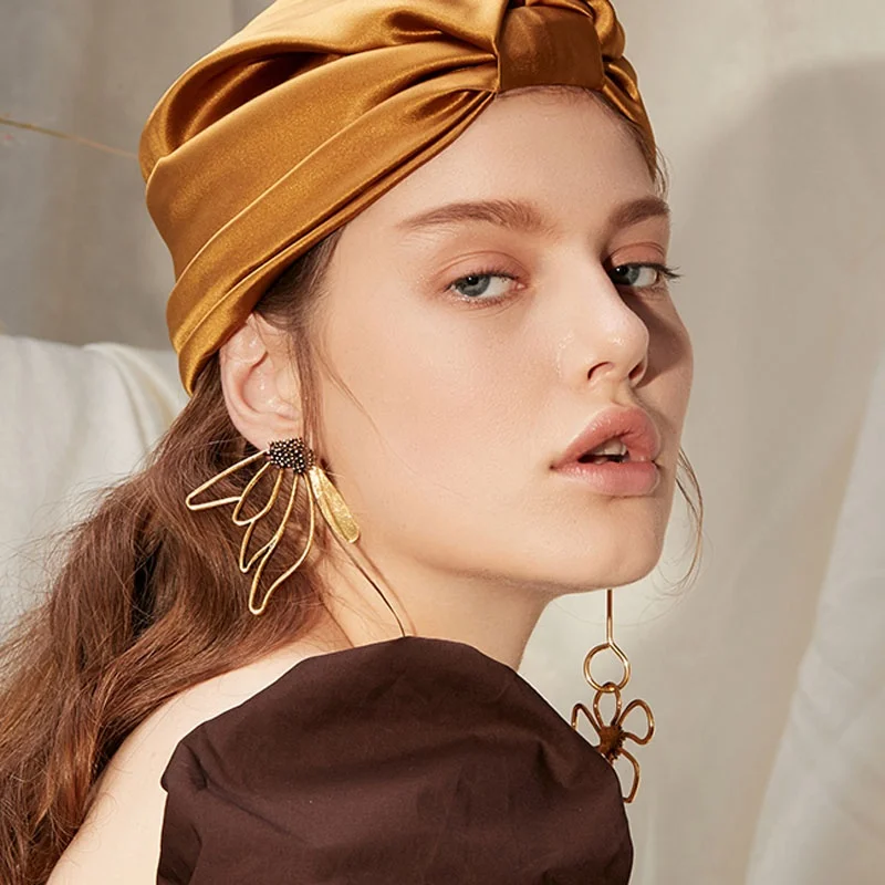 

Kaimei Asymmetric Flower Super Long Earrings For Women Stunning Bronze Korean Earrings Vintage Gold Christmas Earrings Women, Many colors fyi