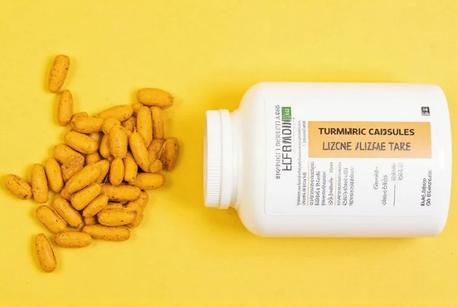 Turmeric root compared to standardized turmeric capsules showing concentration difference