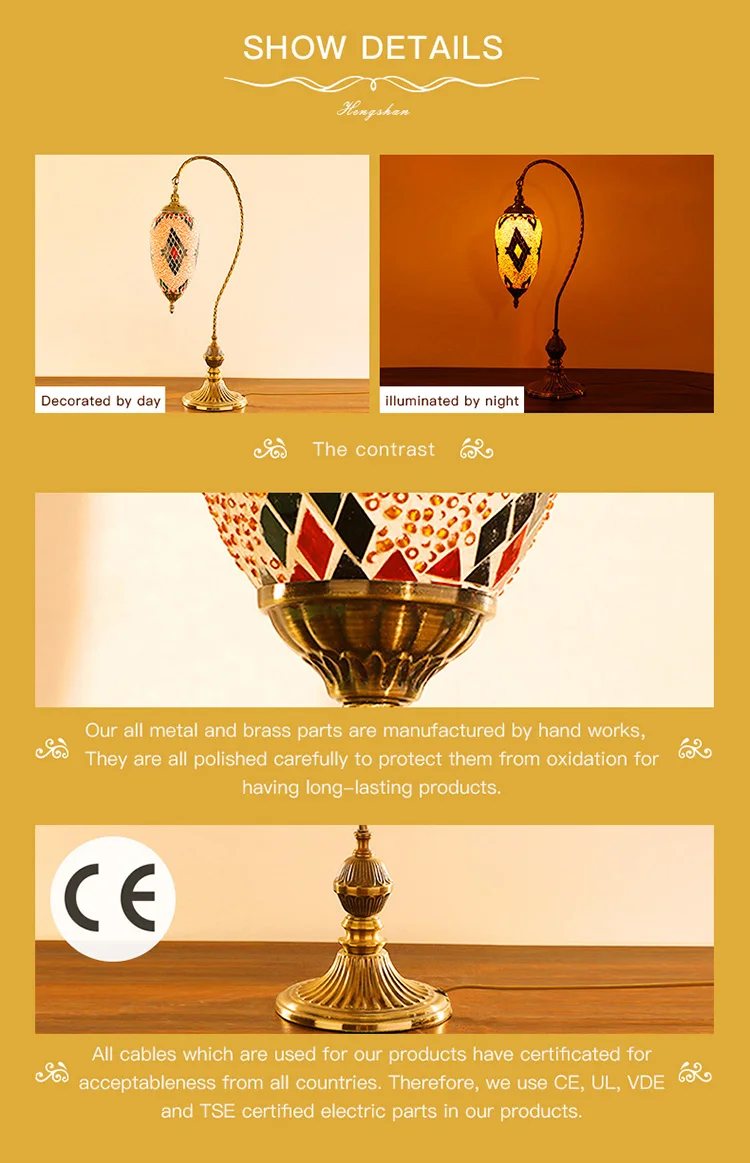 Evershining Lighting Brand Vintage Turkey Inspired Handcrafted Brass Table Lamp, Latest Lantern Turkish Lamp Mosaic WG002