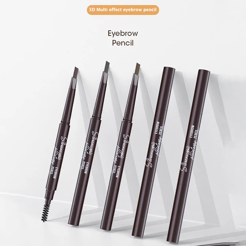 

2021 China Wholesale Cheap Waterproof Makeup Double-Head Automatic Brown Triangle Eyebrow Pencil with Brush, 5 colors