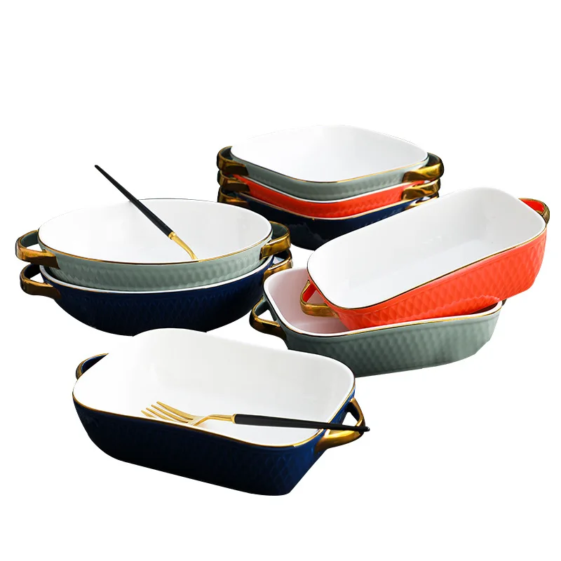 

New Design Luxury Dinnerware Sets Hand Printing Dinner Ware Bone Baking Sets of baking pan sets