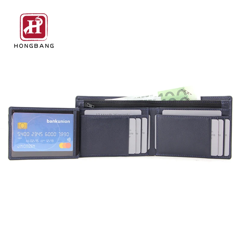 

Bi-fold leather wallet men RFID blocking wallet