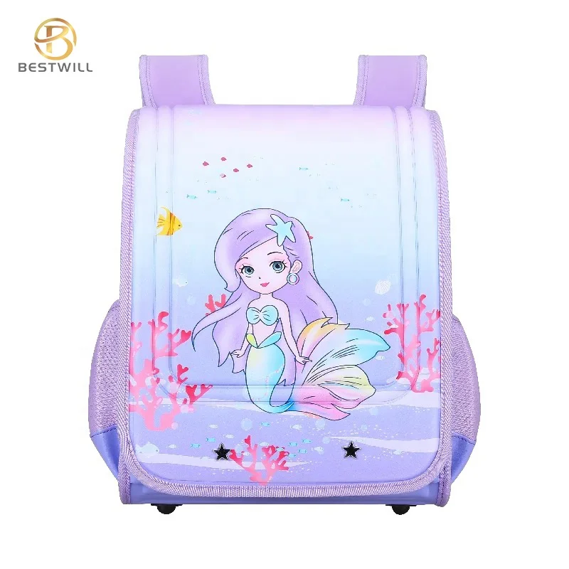 

BESTWILL Cartoon Kids Backpack Large Capacity Detachable Trolley School Bag Japanese School Bag, Pink,purple,blue,black