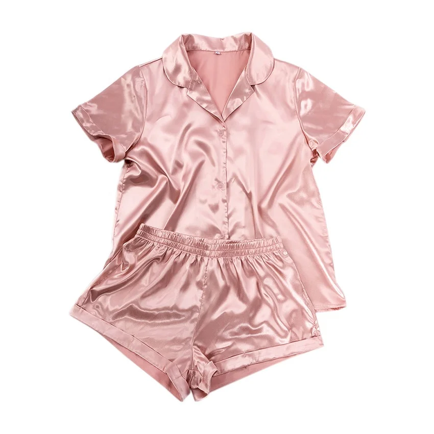 

Womens Silk Satin Pajamas Set Two-piece Pj Sets Sleepwear Loungewear Button-Down Pj Sets