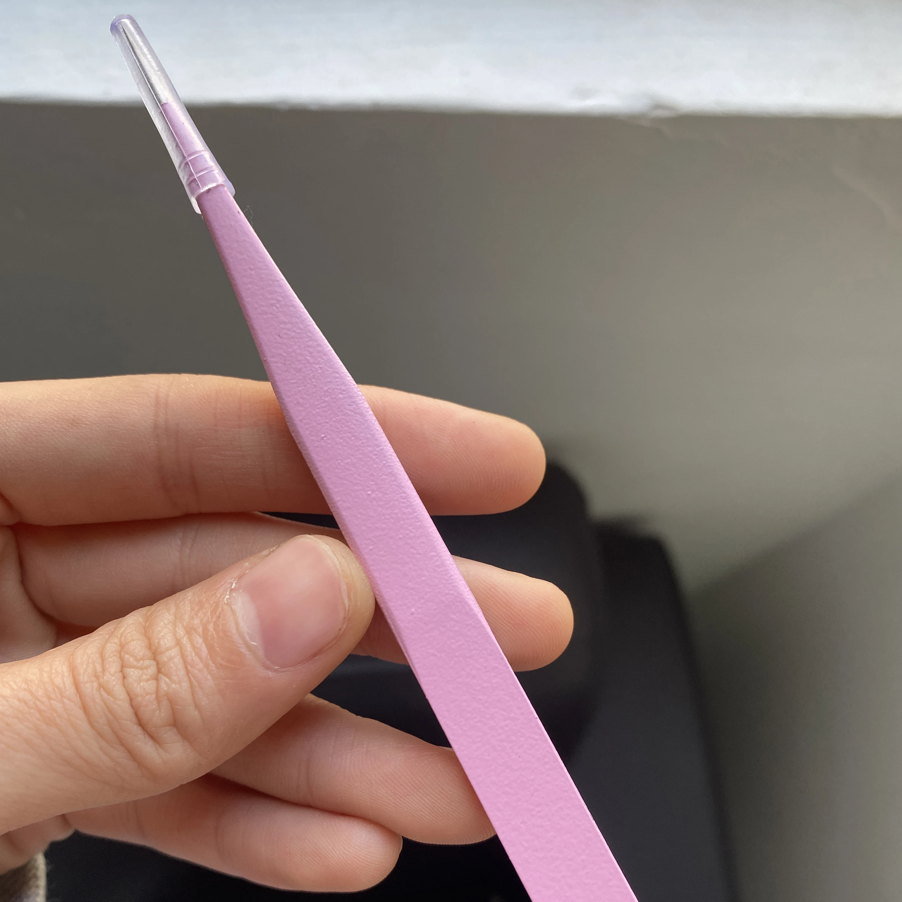 

light pink stainless steel lash tweezers eyelash tweezers private label customized