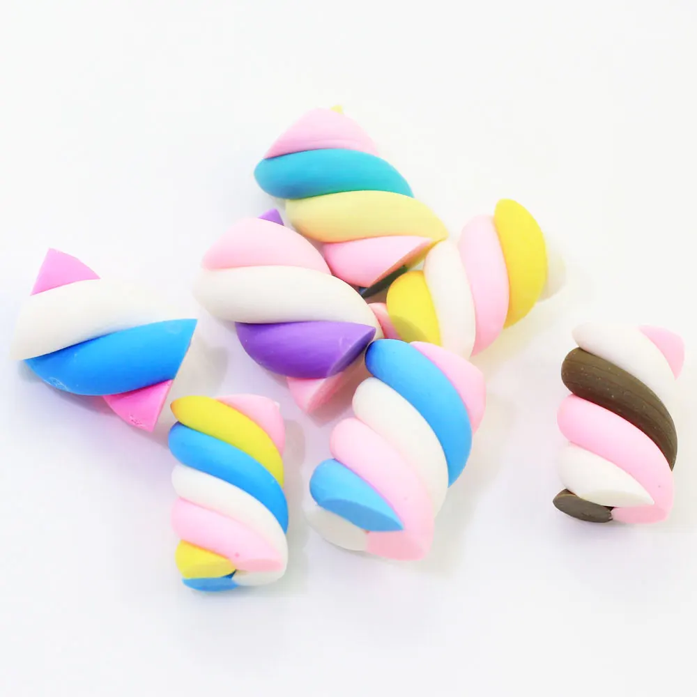 

100Pcs Colorful Cute Marshmallow Clay Swirl Candy Cabochon For Crafts Making Phone Decor Scrapbooking DIY
