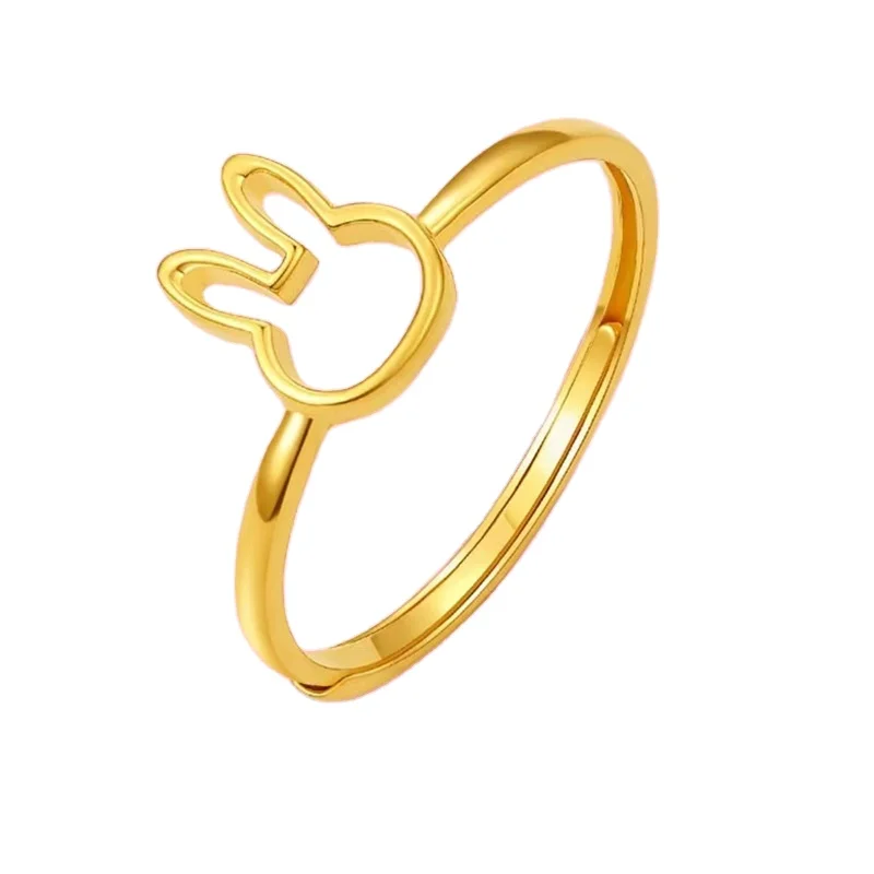 

Vietnam Placer Gold Extraordinary Rabbit Ring Open Brass Plated Rabbit Year Fashion Ring Gift For Girlfriend