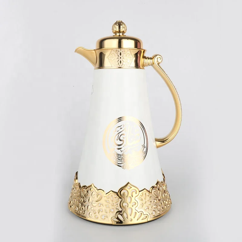 

LVC-0700 SMALL SIZE DUBAI VACUUM COFFEE POT FLASK VACUUM FLASK ARABIC COFFEE DALLAH, All gold, all silver, silver with gold