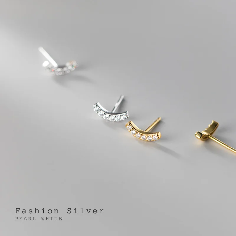 Fashion Earrings Jewelry 925 Sterling Silver Minimalist Earrings Smile Face with Diamond Zirconia Gold Plated Stud Earring Women
