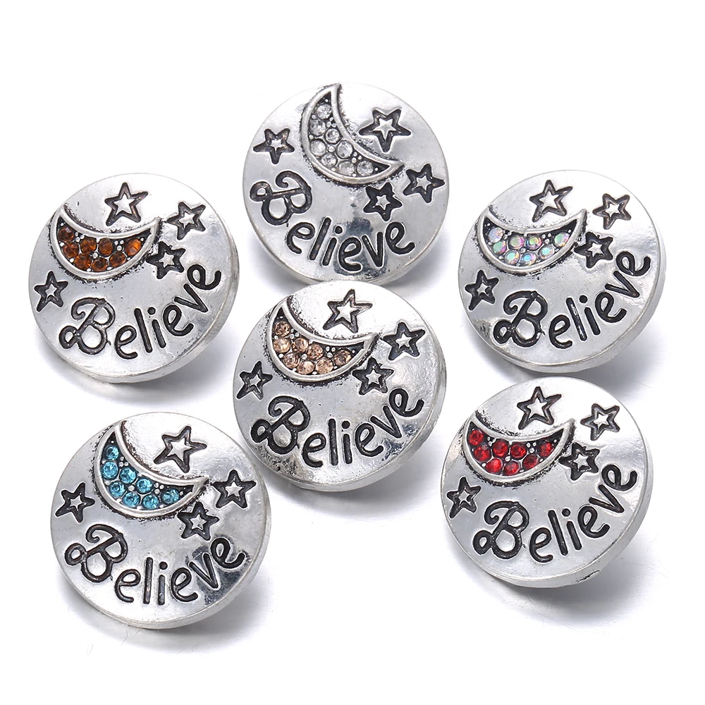 

Crystal Moon Believe 12mm Snap Buttons Mini Snap for 12mm Snap Bracelet Earrings Rings