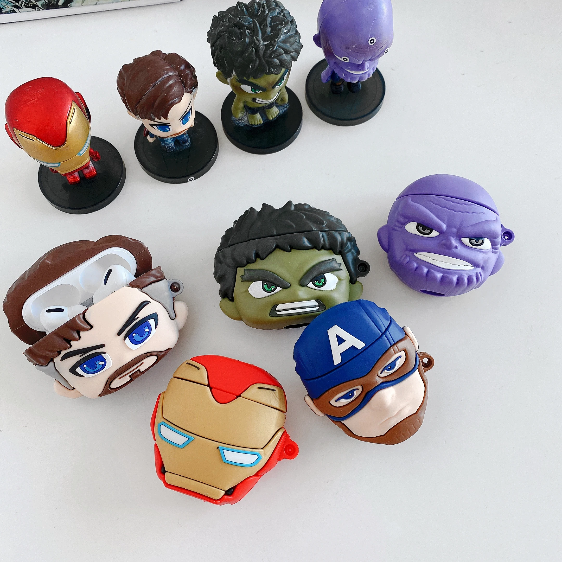 

3D Cute Cartoon Heros Hulk Iron Man Thanos Doctor Earphones Covers For Air Pod For Apple Airpods Pro 1 2 Cases