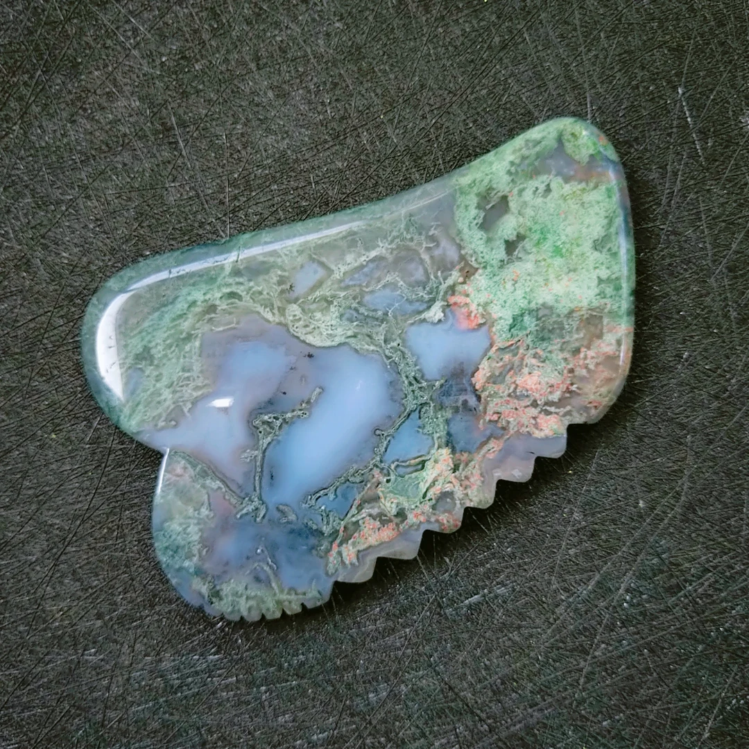 

SPA Moss Agate Jade Guasha Facial Massage Jade Face Body Massager Beauty Therapy