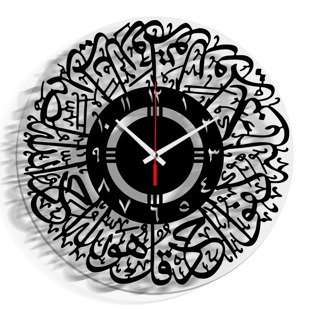 

Hot selling custom round modern acrylic Islamic Azan wall clock, Black