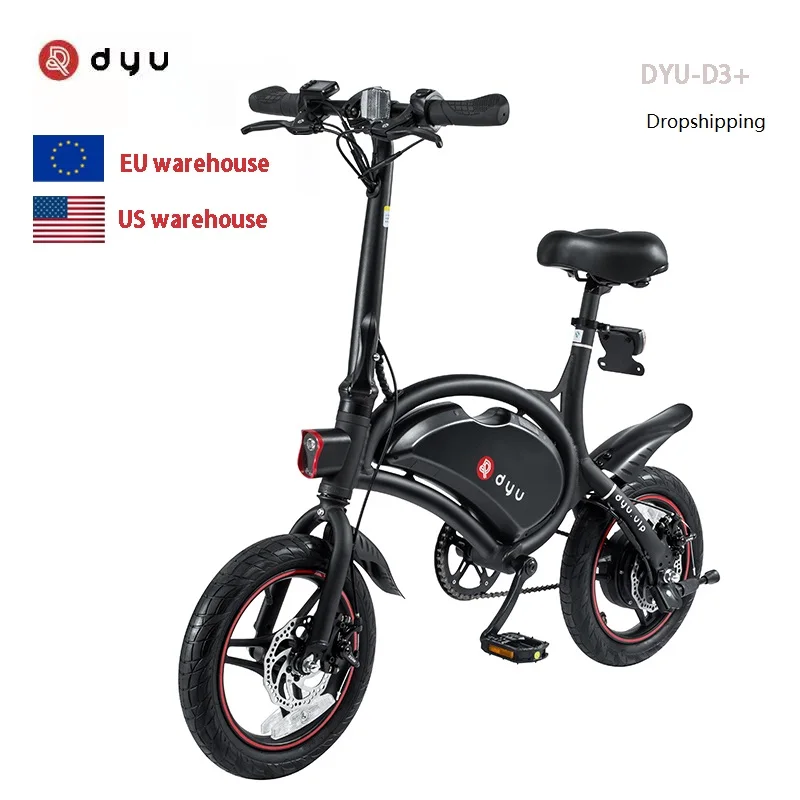 

Drop shipping EU US warehouse DYU D3 Plus folding electric bicycle lithium battery 240W smart e-bike electric mini bike