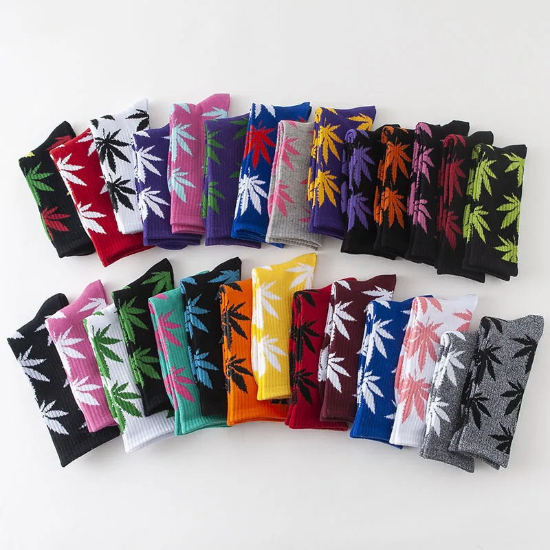 

Wholesale High Quality Colorful Fashion Maple Leaf Printed Athletic Sport Socks, Picture color/custom