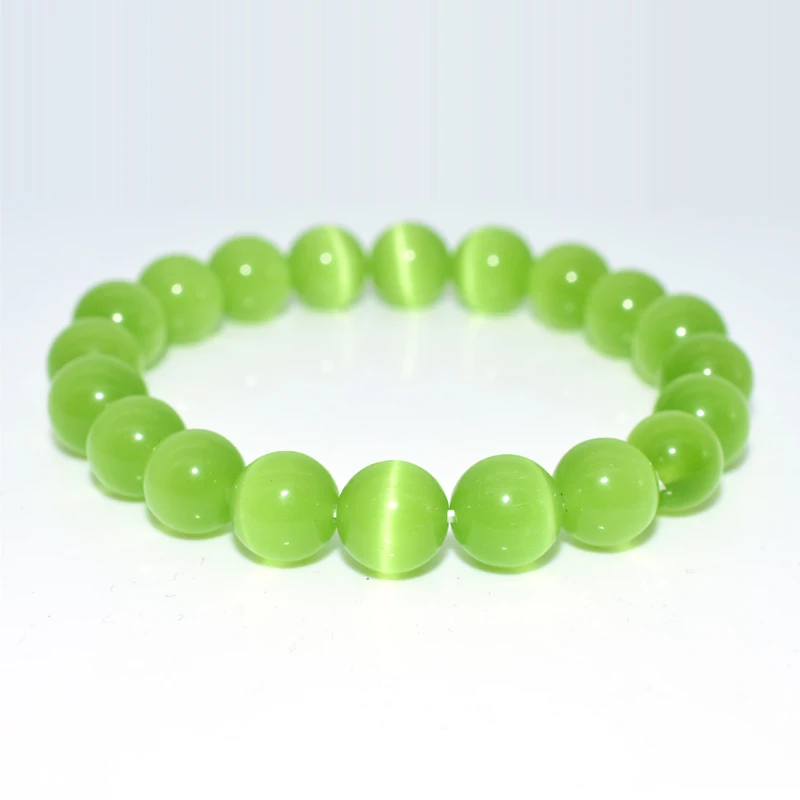 

Trade Insurance 6/8/10mm High Grade Natural Olive Green Cat Eye Bracelet, Picture shows