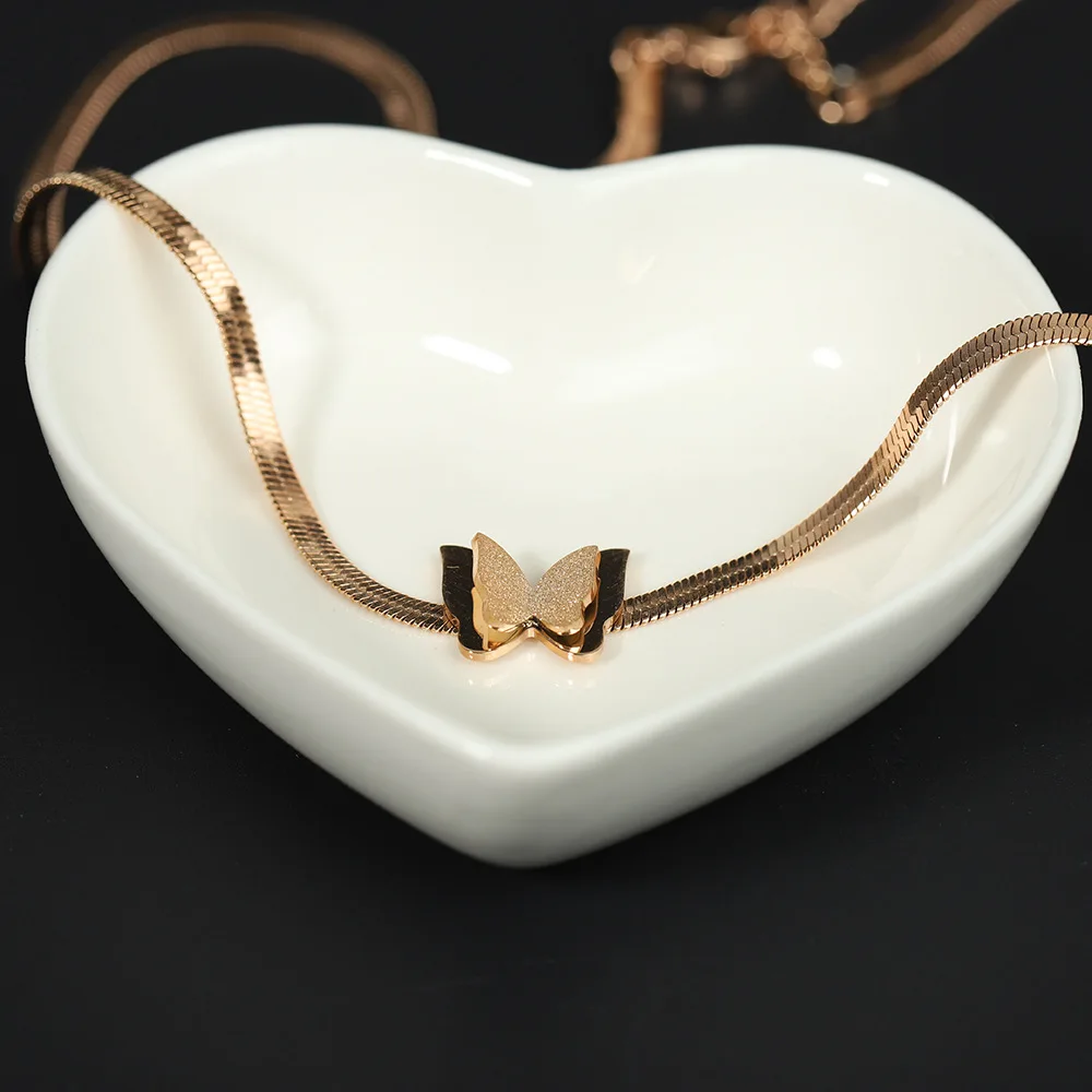 

Rose Gold Butterfly Snake Chain Necklace Butterfly Pendant Gold Choker Necklace, Silver/gold/rose gold/ black