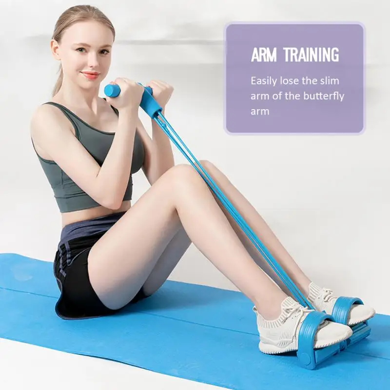 

4-Tube Elastic Pull Rope Foot Pedal Body Slim Yoga Resistance Multifunctional Workout Latex Bands Fitness Exercise