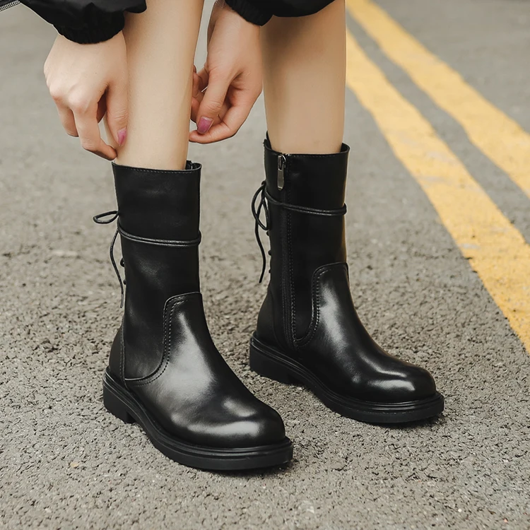 

2021 winter and autumn Special Hot Selling Rubber Anti-slip Chelsea Boots Casual Lace Shoes Winter Boots Women, White black