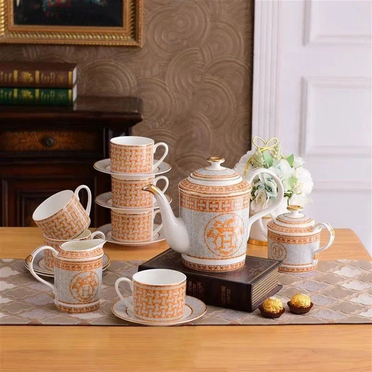 

Wholesale Luxury Western 15pcs ceramic cup saucer coffee set porcelain tea cups set, Blue