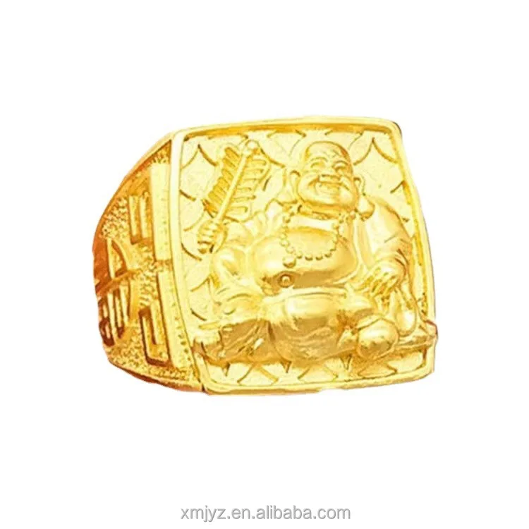 

Brass Gold-Plated Maitreya Buddha Rings For Men And Women's Rings For The Middle-Aged And Elderly