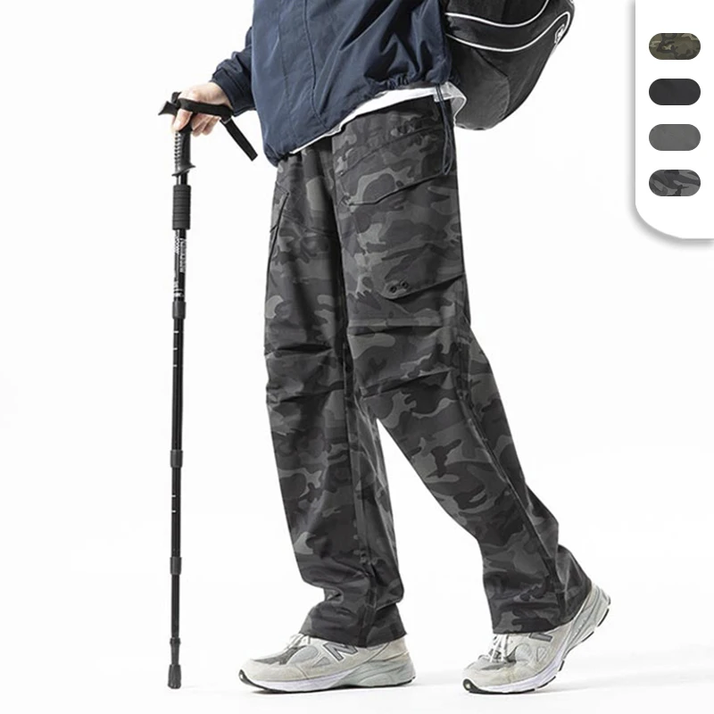 Custom Logo Men's Leisure Street Wear 100% Polyester Waterproof Camouflaged Trackpants Elastic Waist Pants