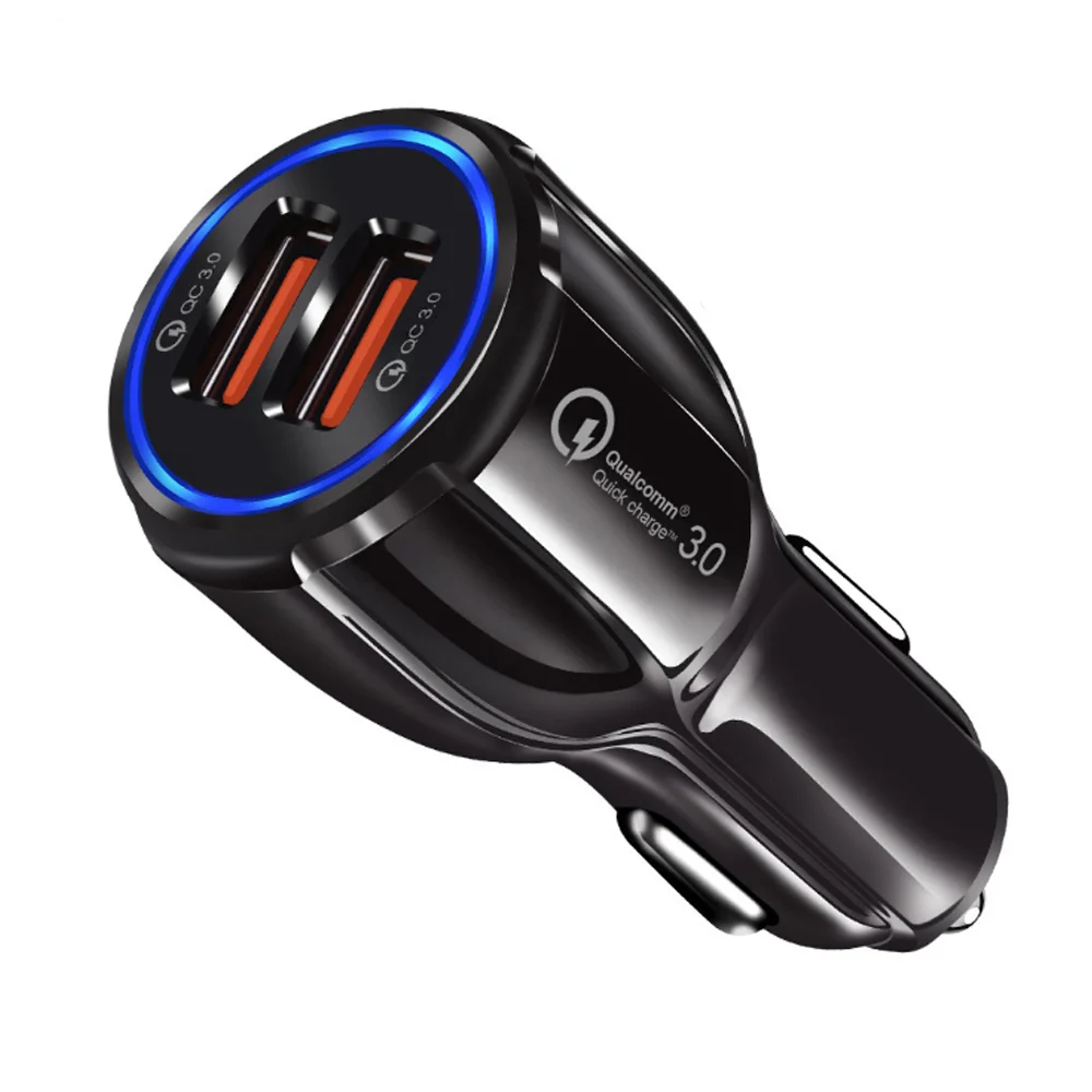 

High Quality 2 USB Port Car Charger 5V 3.1A Quick Charge 3.0 Car Charger, Black/white