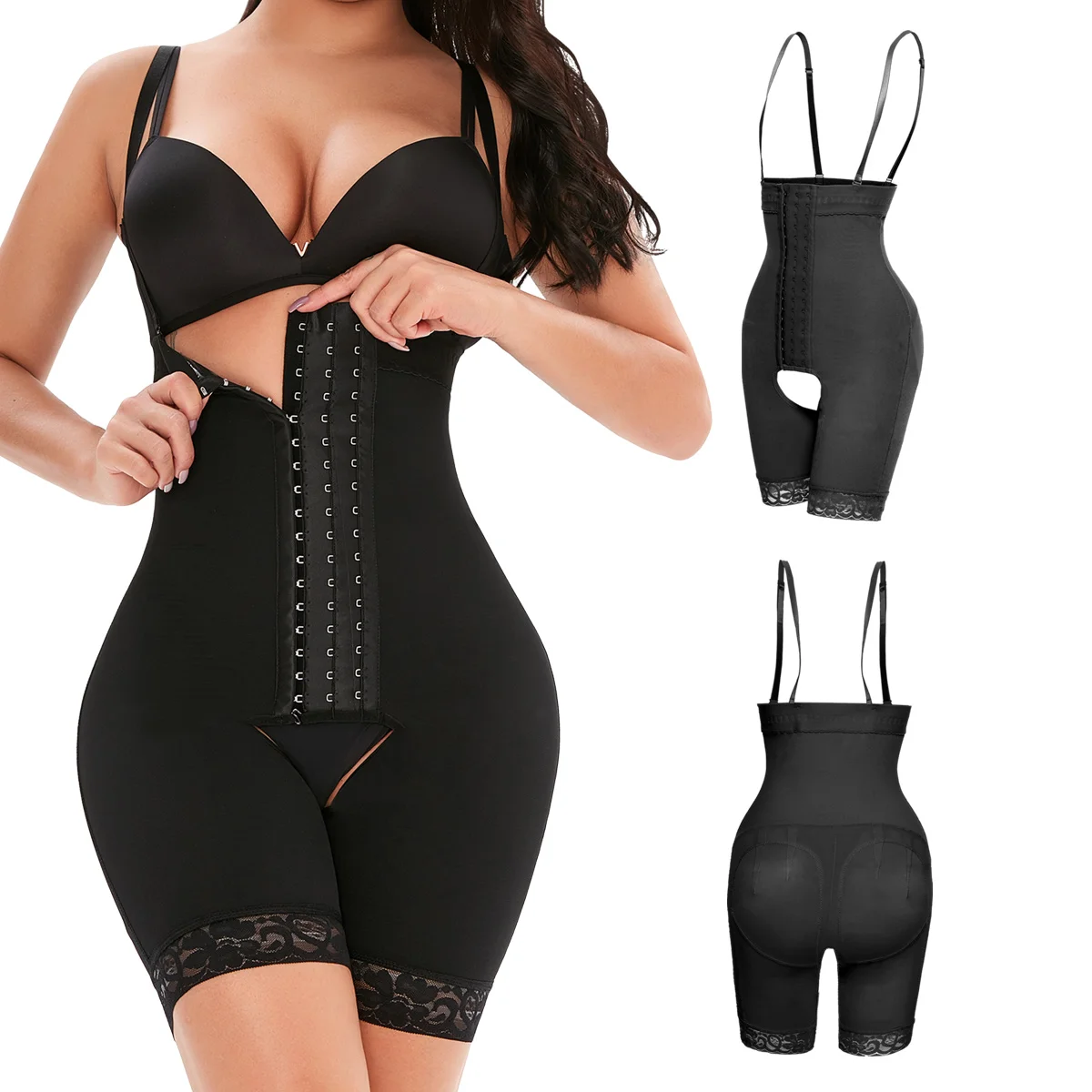 

Top Womens Plus Size Fajas crotchless Shapewear Colombiana waist trainer shaper body shapewear Reductoras Faja, Black white nude