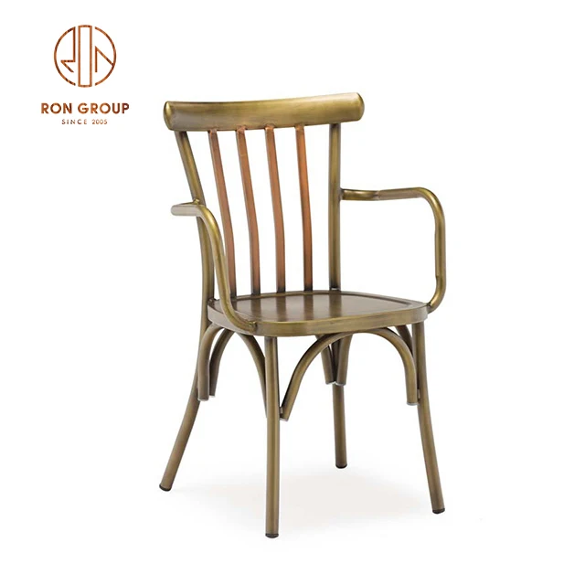 Durable Industrial Antique Aluminium Outdoor Dining Chair Design Coffee Shop Furniture Wholesale