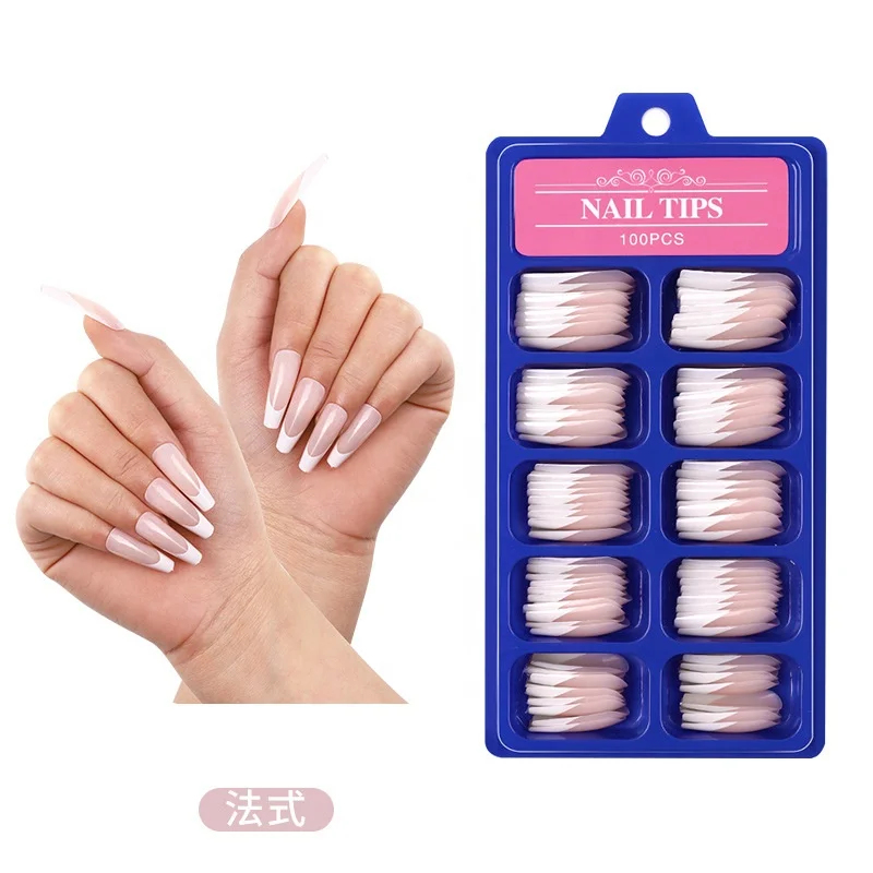 

ABS Ballerina Gradient Long Pure Mixed Colors Wholesale Full Cover Fake Nail Art Tips Coffin Press On False Artificial Nails, Multiple colour