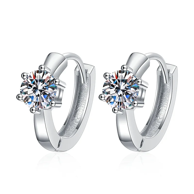 S925 Sterling Silver Female Classic Six Claws D Color 50 Points Moissanite Earrings Moissanite Jewelry