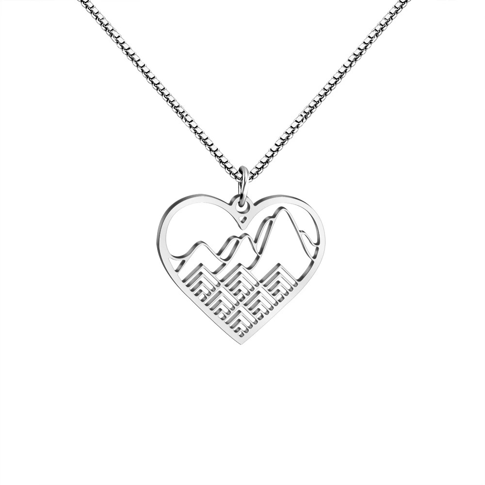 

New product ideas 2022 Valentine's Day gift stainless steel necklace love heart hollow pendant couple necklace