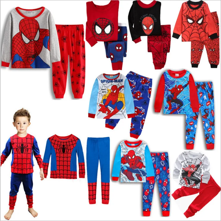 

Spring Autumn Cartoon Kids Boys Pajamas Cotton Spiderman Cars Baby Boys Sleepwear Sets Children Clothes Superhero Cosplay Suits, As the pictures